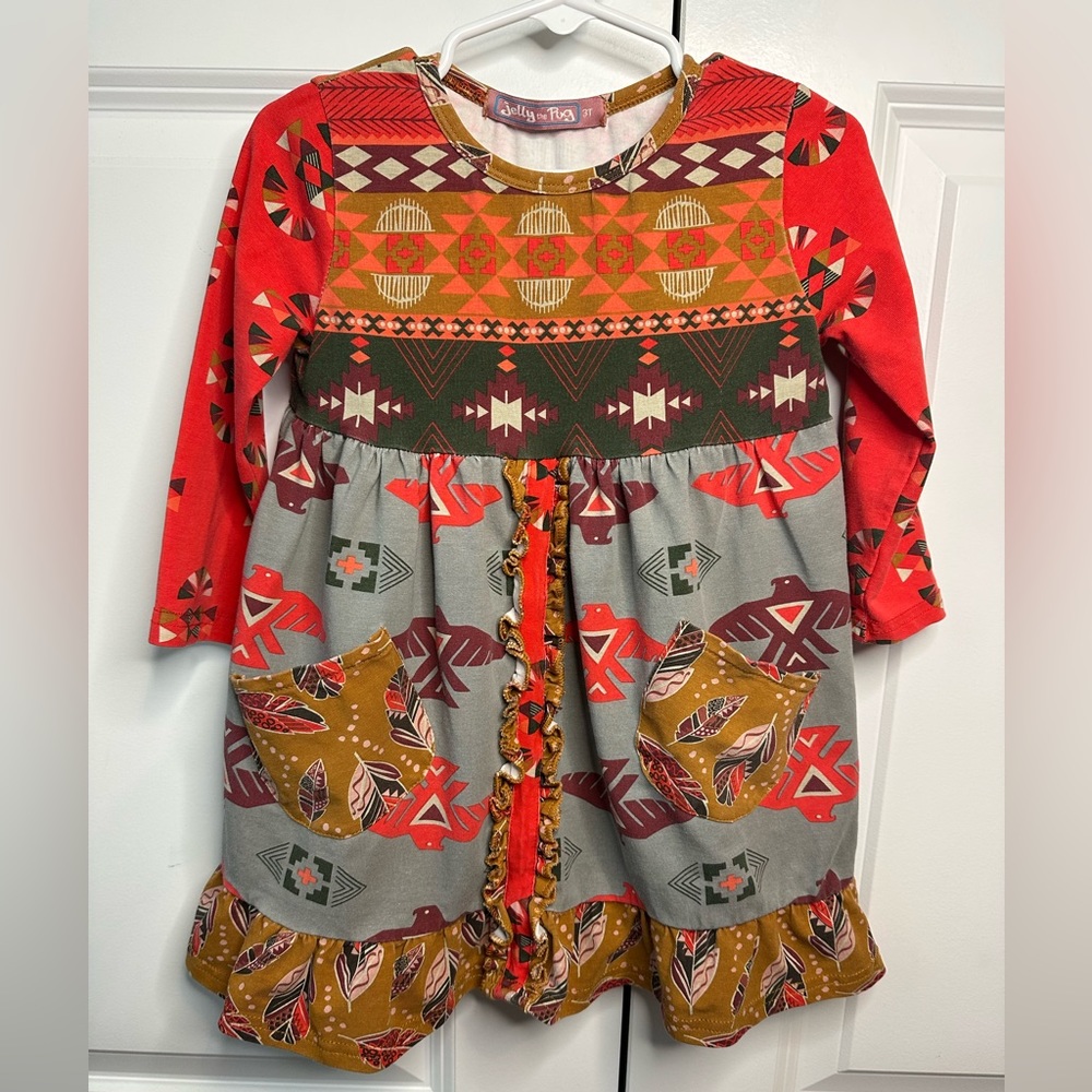 Jelly the Pug Tribal Joanne Knit Dress (Size 2T)